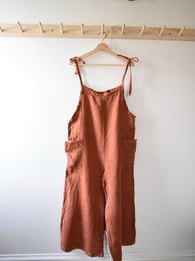 Beachy terracotta Italian linen jumpsuit M/L